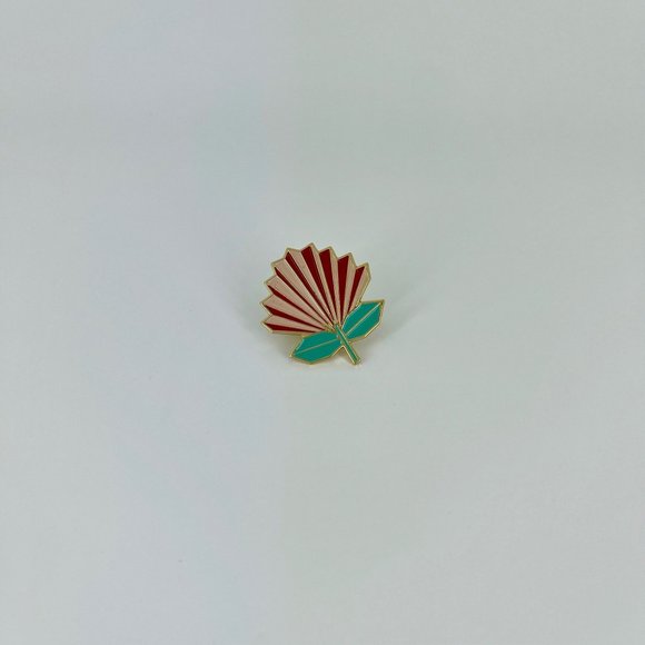 VINTAGE 🥝 NEW ZEALAND POHUTUKAWA FLOWER PIN 🌺 GEOMETRIC ORIGAMI STYLE . NWT - Picture 5 of 17